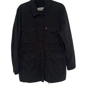 Levi's Women's Black Lightweight Parachute Cotton Military Jacket XL